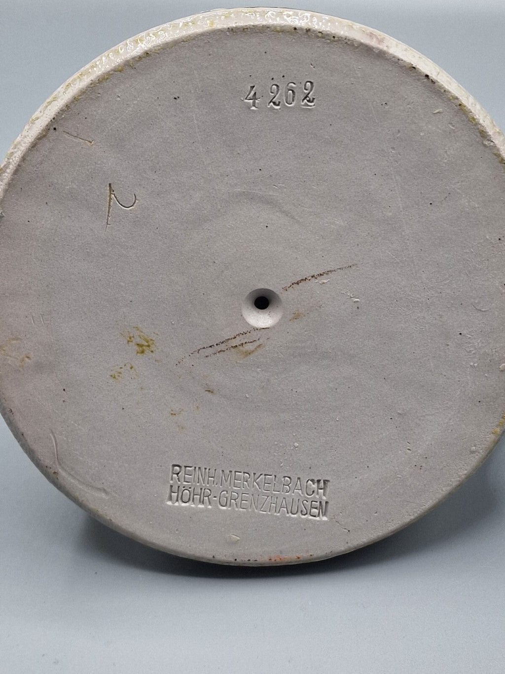 Ton Kerzenständer mit Henkel 10cm Antiquität Vintage Deko