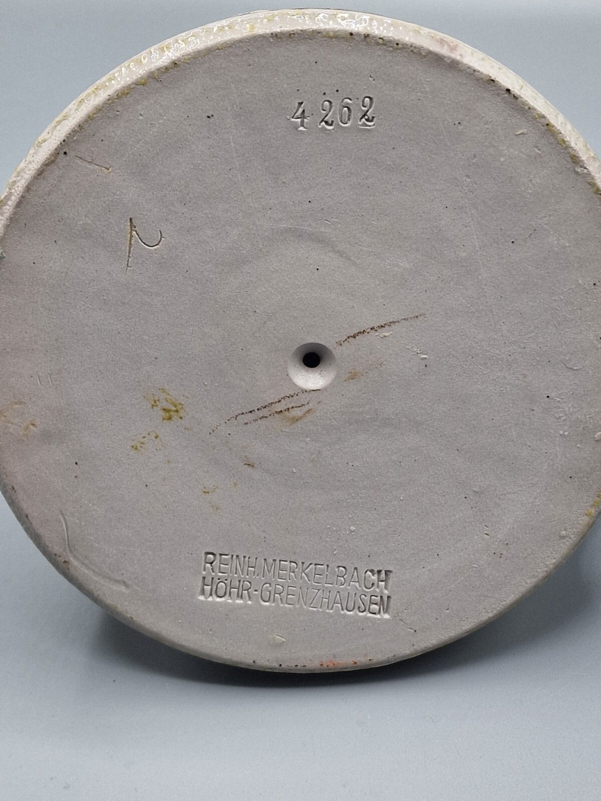 Ton Kerzenständer mit Henkel 10cm Antiquität Vintage Deko