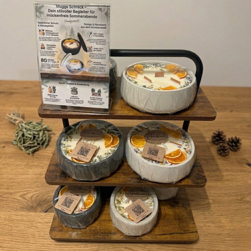 Betonkerze mit Deckel & Holzdocht | Citronella Duft | 285g Sojawachs