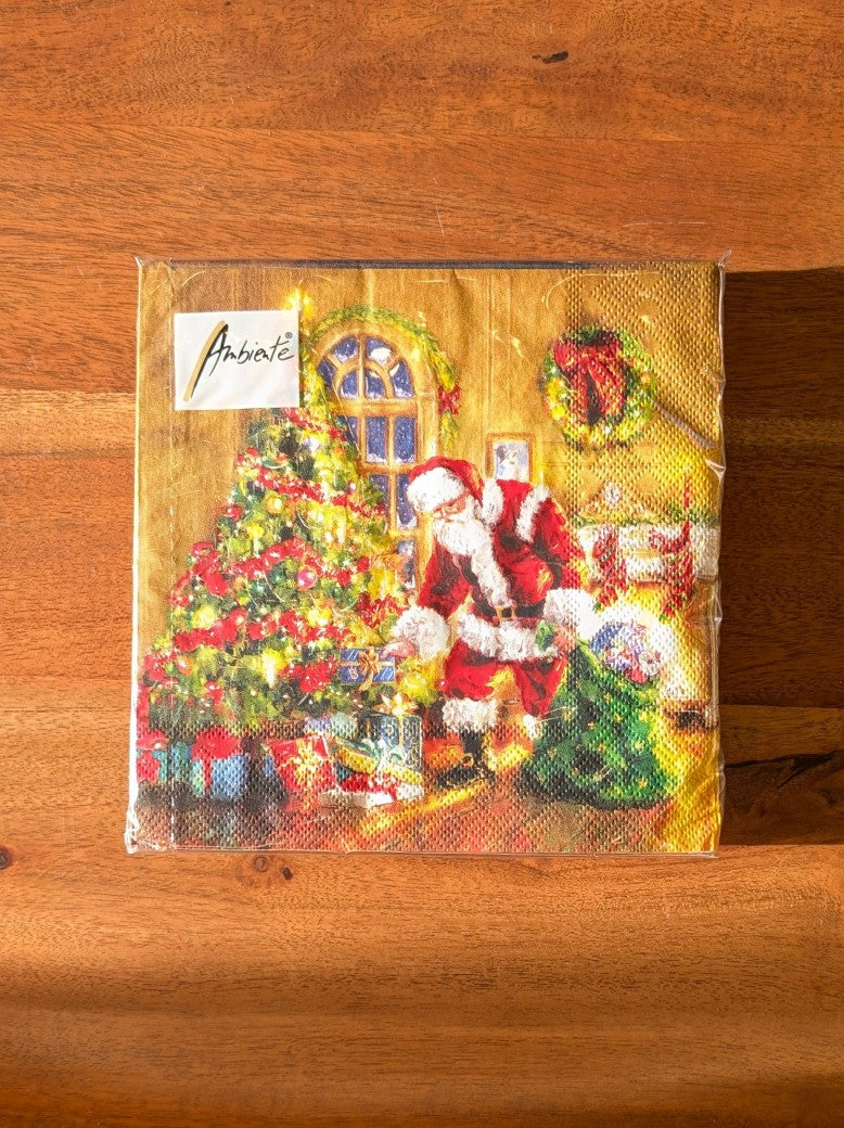 Servietten Weihnachten XMAS Weihnachtsmann Geschenke Bescherung 33x33cm 20 Stück - Ambiente Europe NL