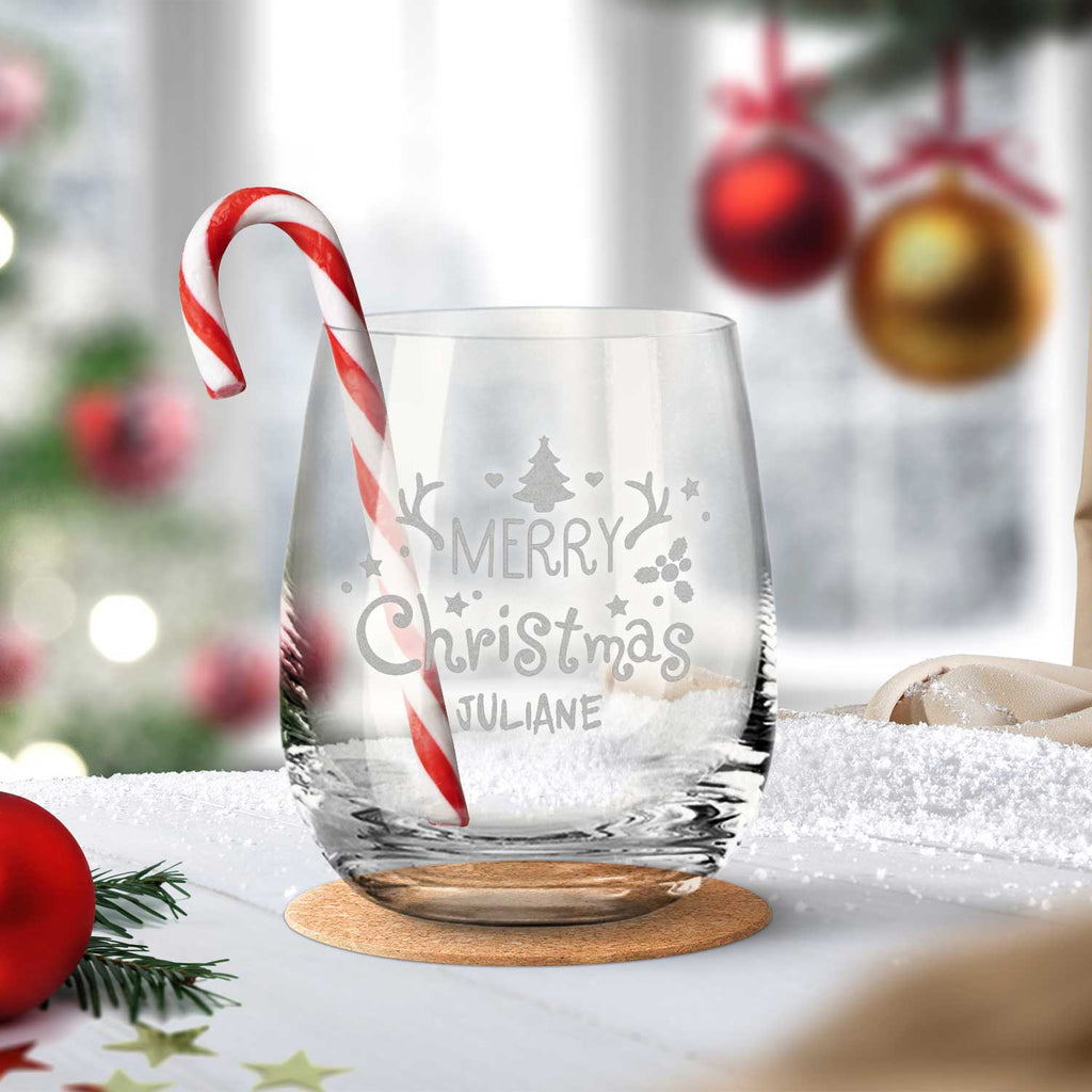 Teelicht mit Gravur - Weihnachtsdeko - Merry Christmas - Personalisiert mit Name