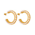 AKOYA HOOP EARRING 18K GOLD PLATED