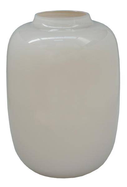 Glasvase Artic Ivory – H35cm x B25cm – Dekovase in Elfenbein – Elegante Vase für Kunstblumen & Trockenblumen – Zeitlos & pflegeleicht